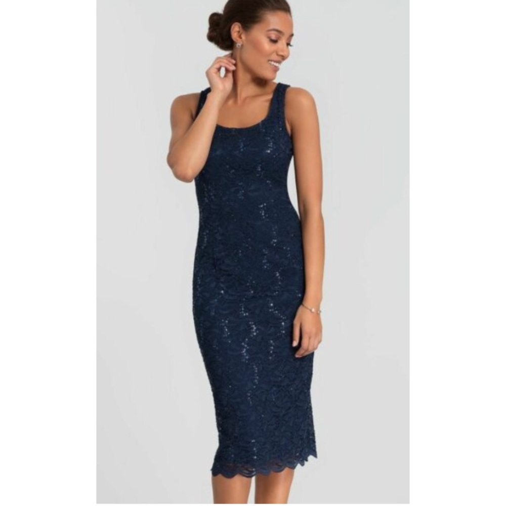 NEW Alex Evenings Sequin Lace Sheath Dress Size 16